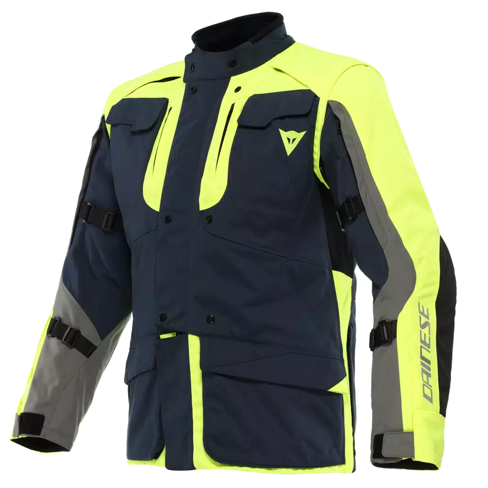 ALLIGATOR TEX - MEN'S MOTORCYCLE JACKET IN FABRIC - BLACK-IRIS/FLUO-YELLOW/CHARCOAL-GRAY - 1