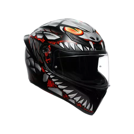 K1 S LYZARD MATT BLACK/GREY/RED - MOTORBIKE FULL FACE HELMET E2206 -  - 1