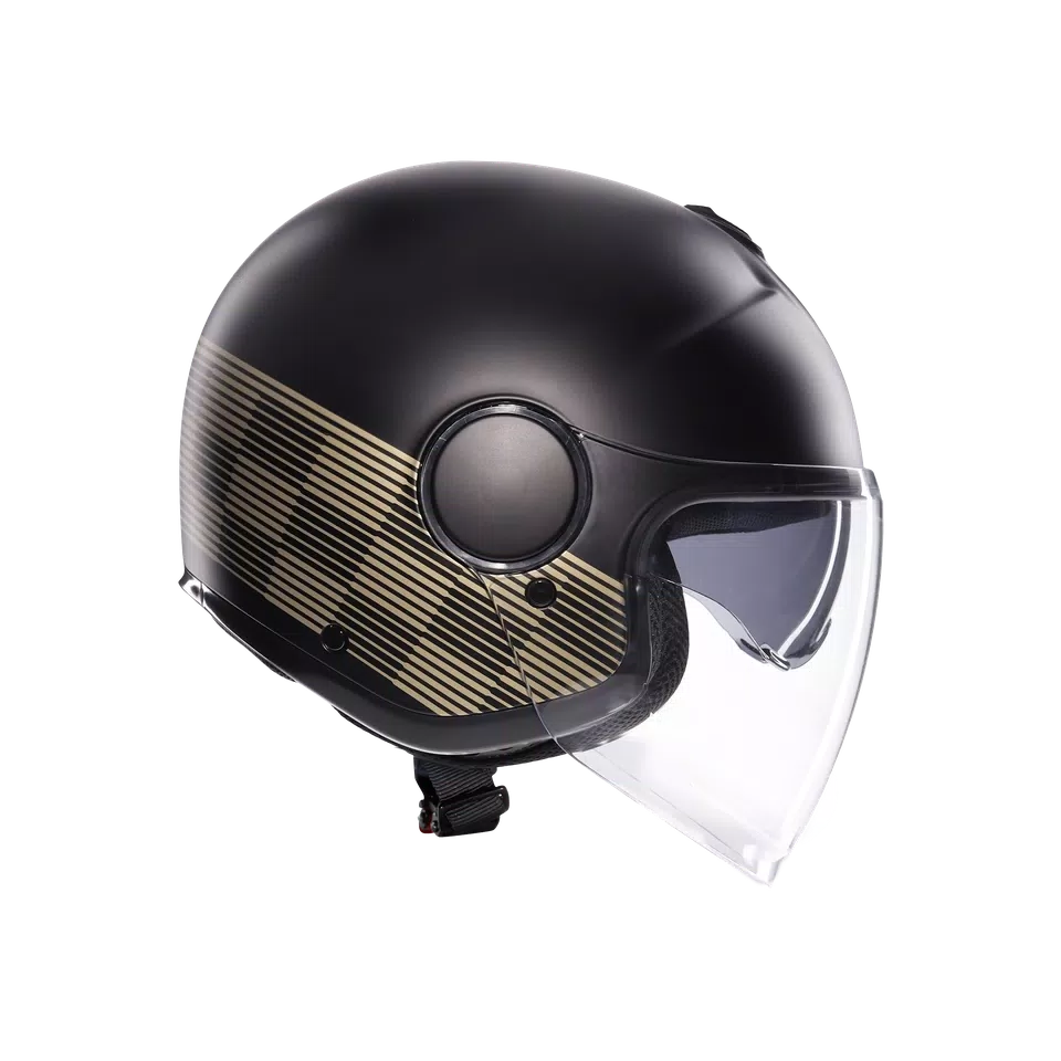 ETERES PONZA MATT BLACK/GOLD - MOTORBIKE OPEN FACE HELMET E2206 -  - 3