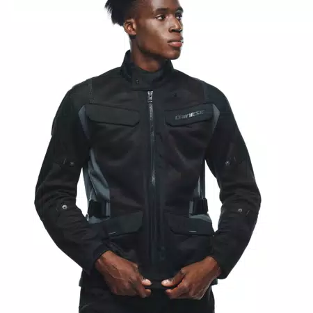 DESERT TEX - MEN'S TOURING SUMMER MOTORCYCLE JACKET IN FABRIC - BLACK/BLACK/EBONY - 5