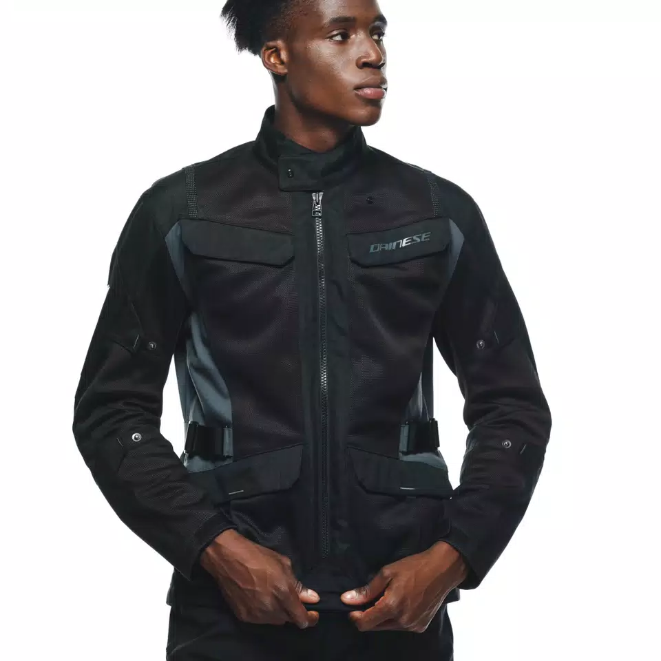 DESERT TEX - MEN'S TOURING SUMMER MOTORCYCLE JACKET IN FABRIC - BLACK/BLACK/EBONY - 5