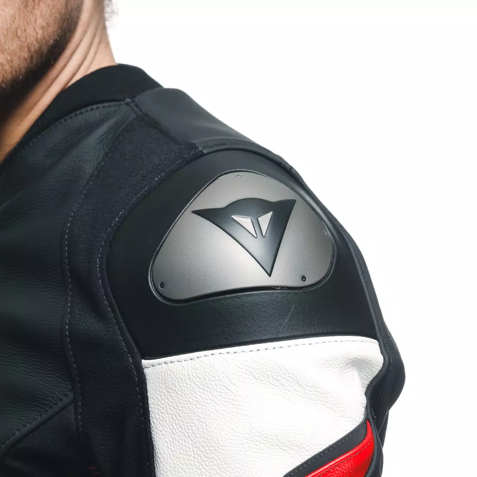 AVRO 5 CHAQUETA DE CUERO MOTO HOMBRE - BLACK/RED-LAVA/WHITE - 9