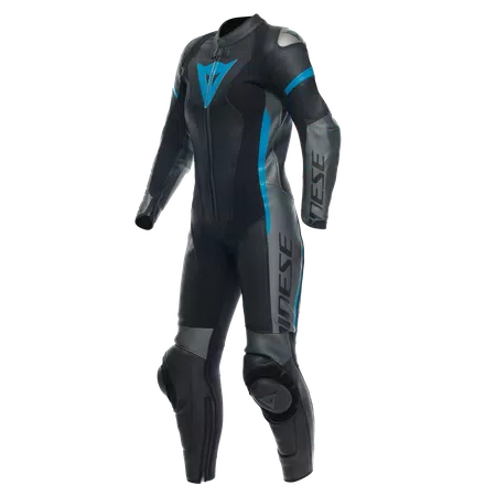GROBNIK - DAMES MOTORPAK VAN PERFOREERD LEER IN 1 STUK - BLACK/ANTHRACITE/TEAL - 1