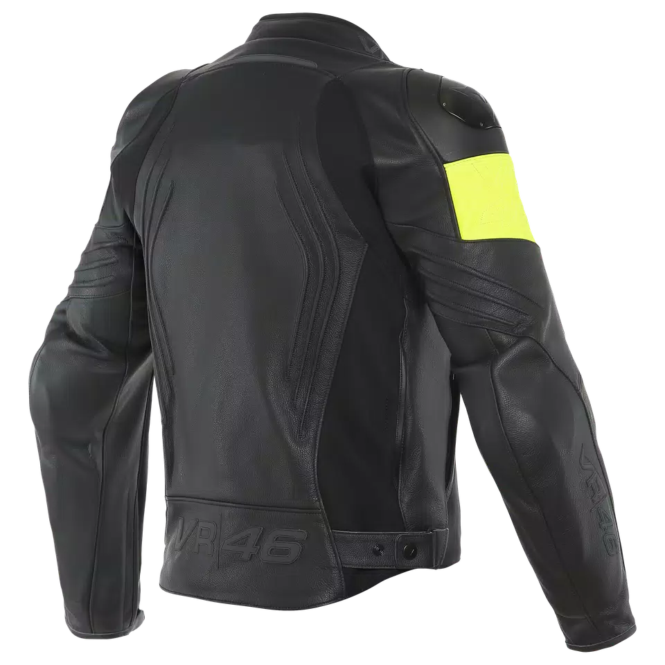 VR46 POLE POSITION LEATHER JACKET - BLACK/FLUO-YELLOW - 2