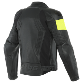 VR46 POLE POSITION LEATHER JACKET BLACK/FLUO-YELLOW- Jacken