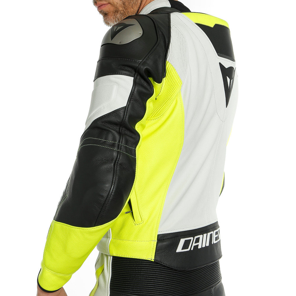mistel-2pcs-leather-suit-white-fluo-yellow-black image number 4