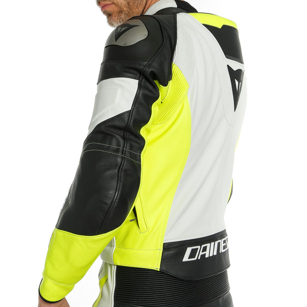 mistel-2pcs-leather-suit-white-fluo-yellow-black image number 4