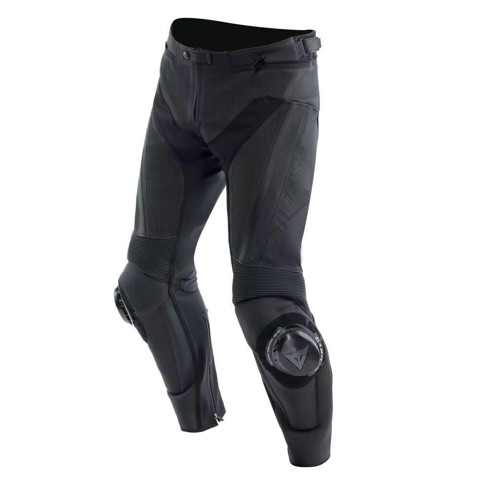 DELTA 4 - MEN'S MOTORCYCLE PERFORATED LEATHER PANTS - BLACK/BLACK - 1