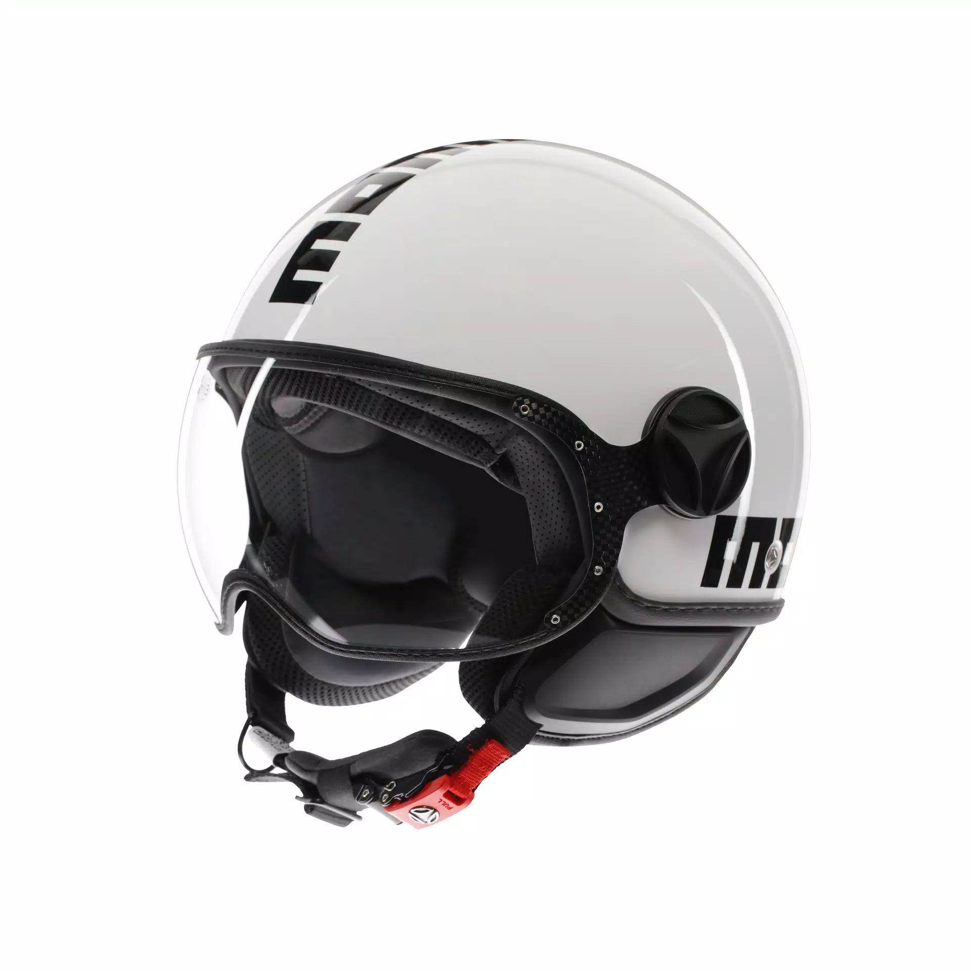 MOMODESIGN FGTR CLASSIC GLOSSY WHITE / BLACK - JET HELMET WITH VISOR E2206