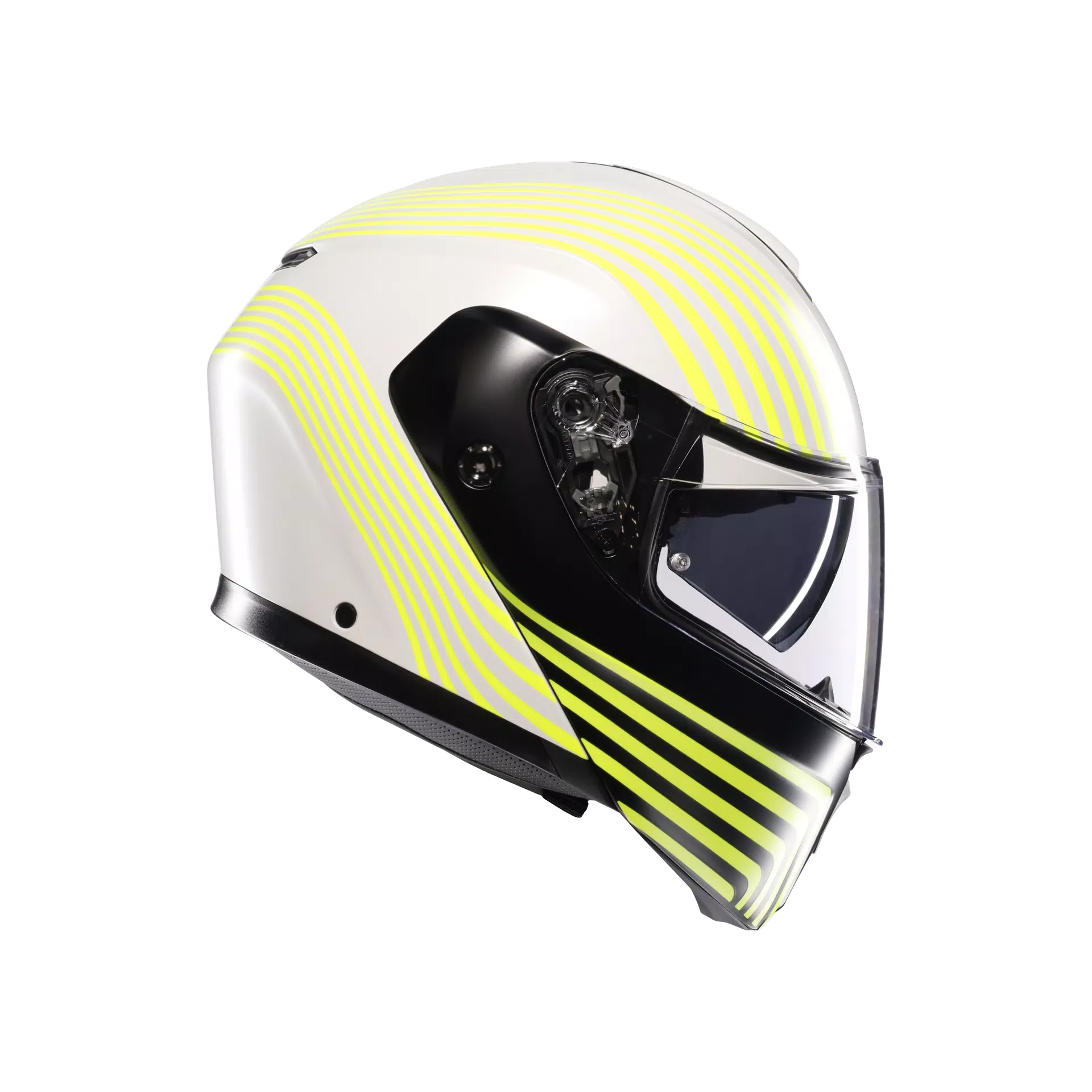 STREETMODULAR ISEO MATT WHITE/BLACK/YEL FLUO - MOTORBIKE FLIP UP HELMET E2206