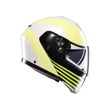STREETMODULAR ISEO MATT WHITE/BLACK/YEL FLUO - MOTORBIKE FLIP UP HELMET E2206 -  - 3
