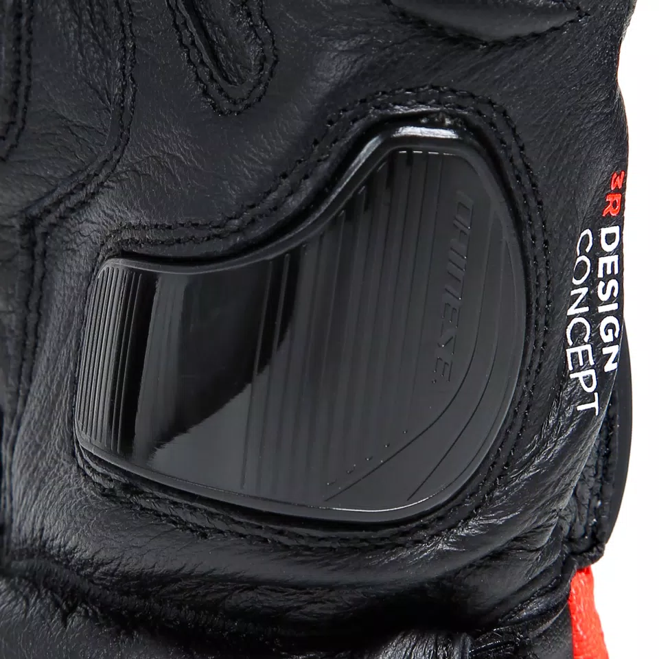 CARBON 4 - MEN'S MOTORCYCLE LONG LEATHER GLOVES - BLACK/FLUO-RED/WHITE - 9