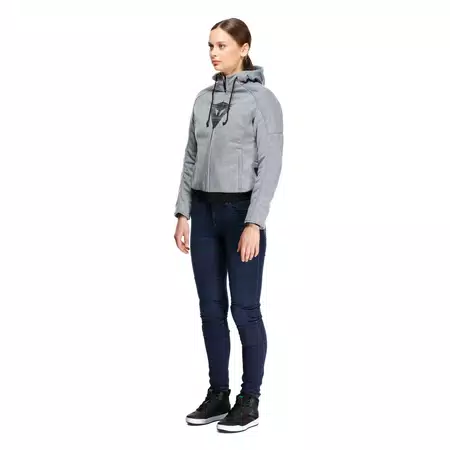 DAEMON-X - WOMEN'S MOTORCYCLE HOODIE FULL-ZIP - GREY-MELANGE - 4