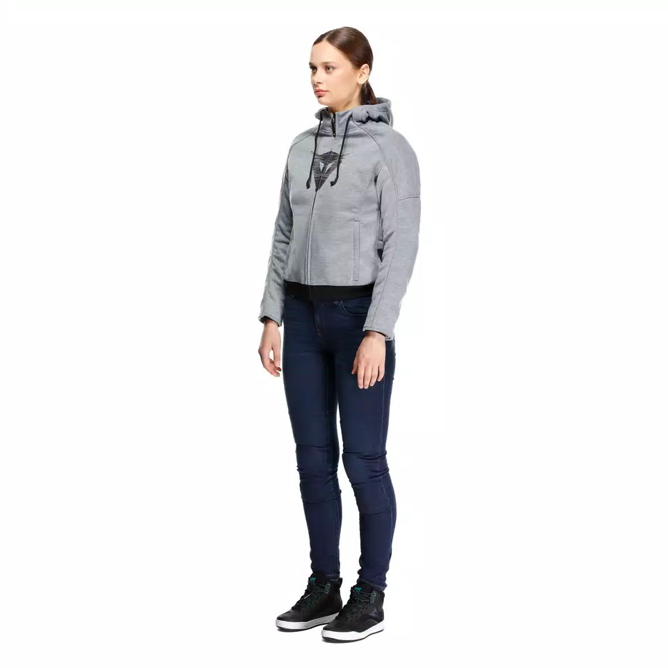 DAEMON-X - WOMEN'S MOTORCYCLE HOODIE FULL-ZIP - GREY-MELANGE - 4