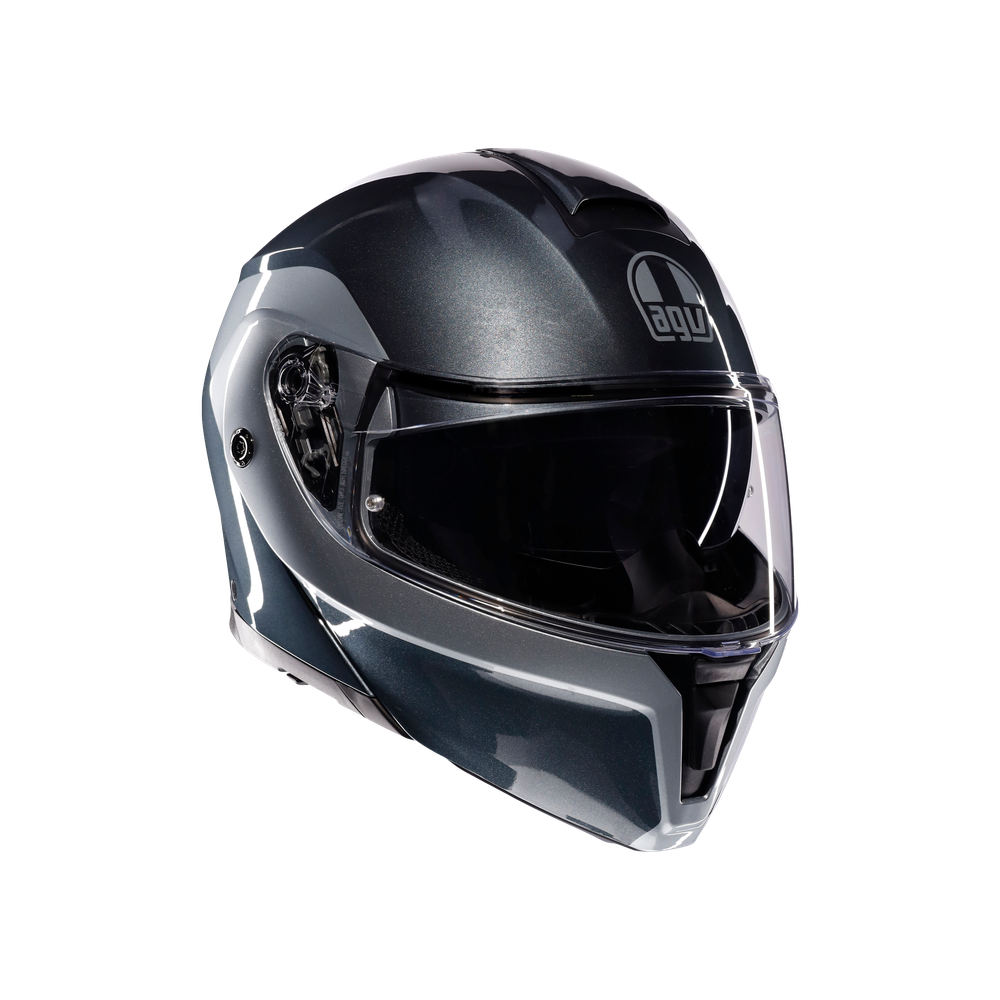 streetmodular-levico-grey-silver-motorbike-flip-up-helmet-e2206 image number 0