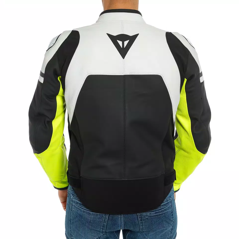 AGILE LEATHER JACKET - BLACK-MATT/WHITE/FLUO-YELLOW - 4