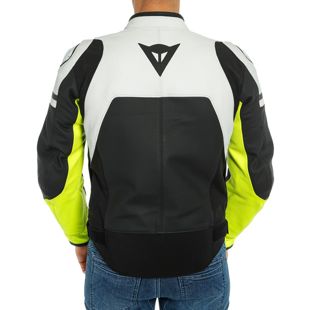 agile-leather-jacket-black-matt-white-fluo-yellow image number 3