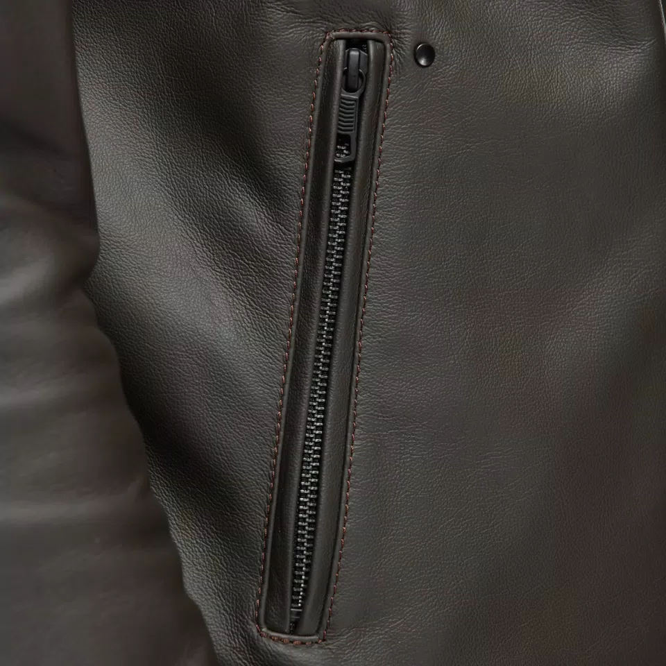 FULCRO - MEN'S MOTORCYCLE LEATHER JACKET - DARK-BROWN - 8