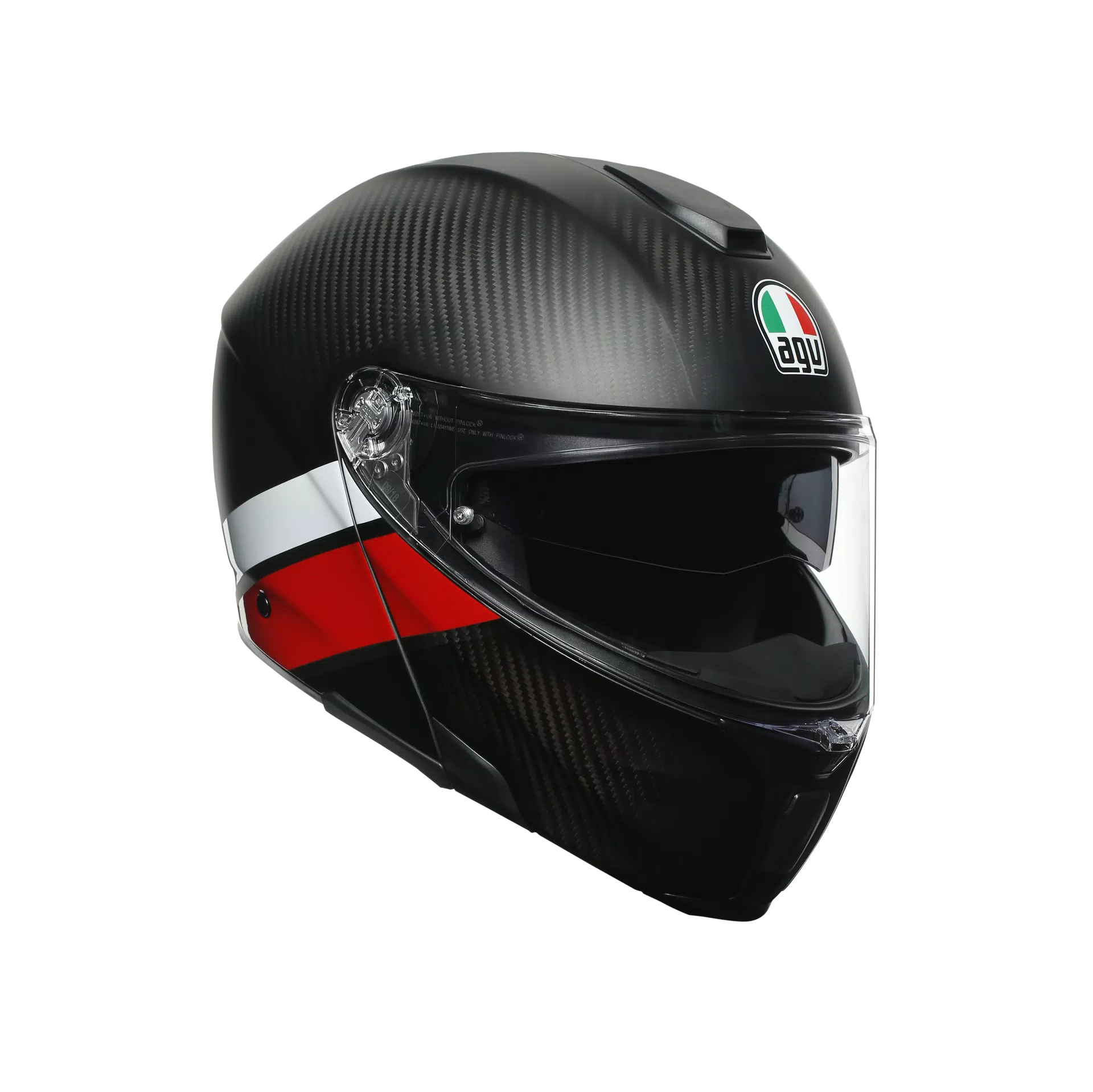 SPORTMODULAR LAYER CARBON/RED/WHITE - MOTORBIKE FLIP UP HELMET E2205