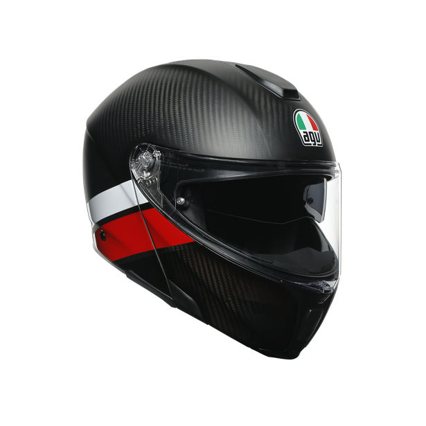 sportmodular-layer-carbon-red-white-casco-moto-modular-e2205 image number 0