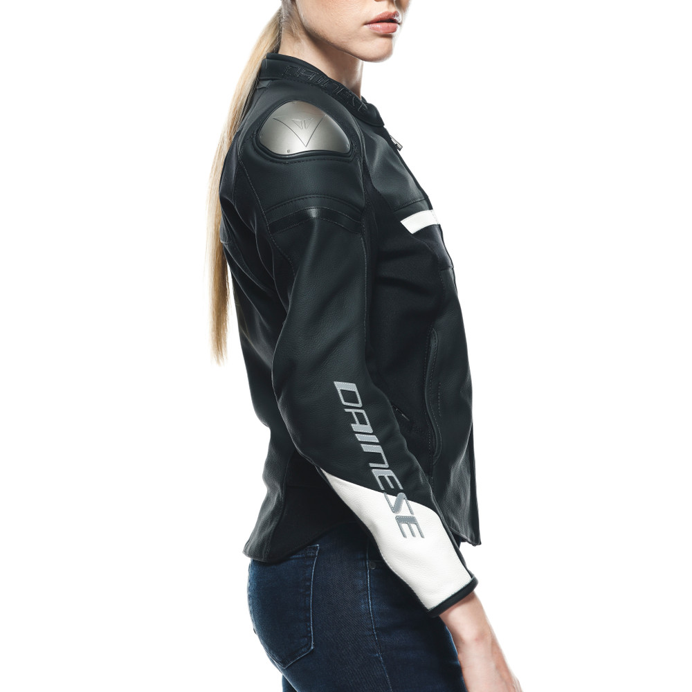 rapida-giacca-moto-in-pelle-donna-black-matt-black-matt-white image number 6