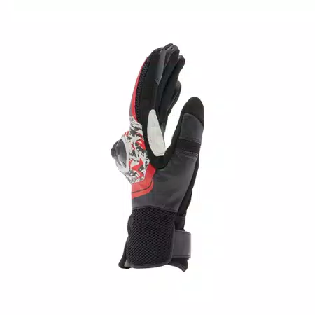 MIG 3 - UNISEX MOTORCYCLE LEATHER GLOVES - BLACK/RED SPRAY/WHITE - 2