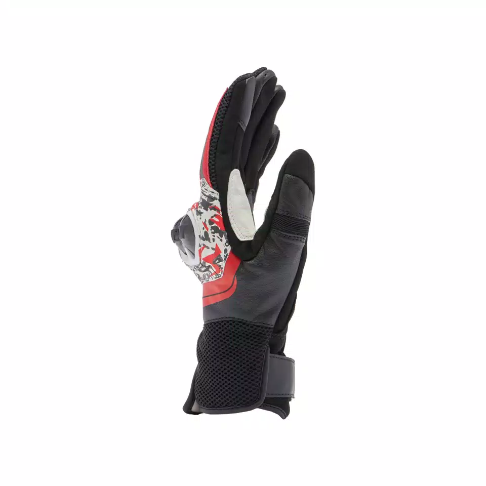 MIG 3 UNISEX LEATHER GLOVES - BLACK/RED SPRAY/WHITE - 2