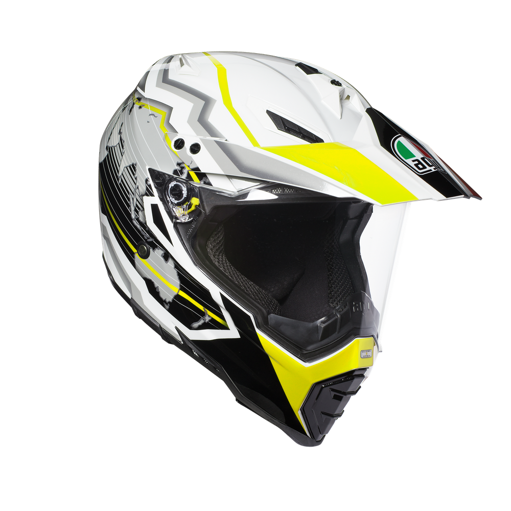 Touring motorcycle helmet: Ax-8 Dual Evo E2205 Multi - Earth  White/Black/Yellow Fl. - AGV Helmets - Dainese (Official Shop)