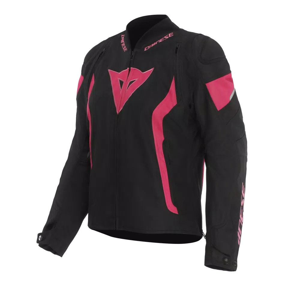 AVRO 5 - BLOUSON MOTO EN TISSU FEMME - BLACK/FLUO PINK - 1