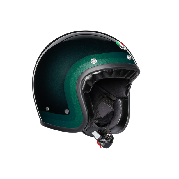 green open face helmet