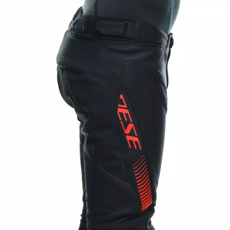 SUPER SPEED - MEN'S MOTORCYCLE LEATHER PANTS - BLACK/RED-FLUO - 9