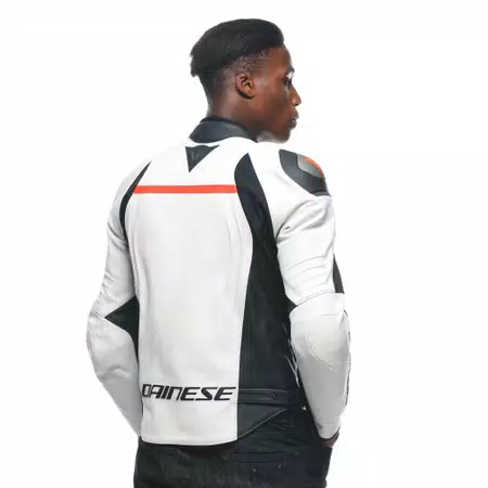 RACING 4 - MEN LEATHER MOTORCYCLE JACKET - WHITE/BLACK - 4