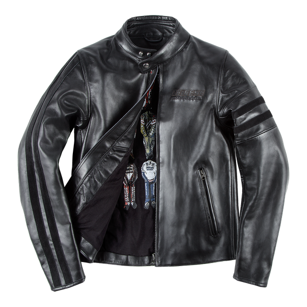FRECCIA72 LEATHER JACKET BLACK/BLACK- Motorbike