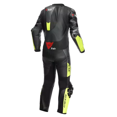 MISANO 3 D-AIR® - MEN'S 1-PIECE MOTORCYCLE PERFORATED LEATHER SUIT WITH AIRBAG - BLACK/ANTHRACITE/YELLOW-FLUO - 2