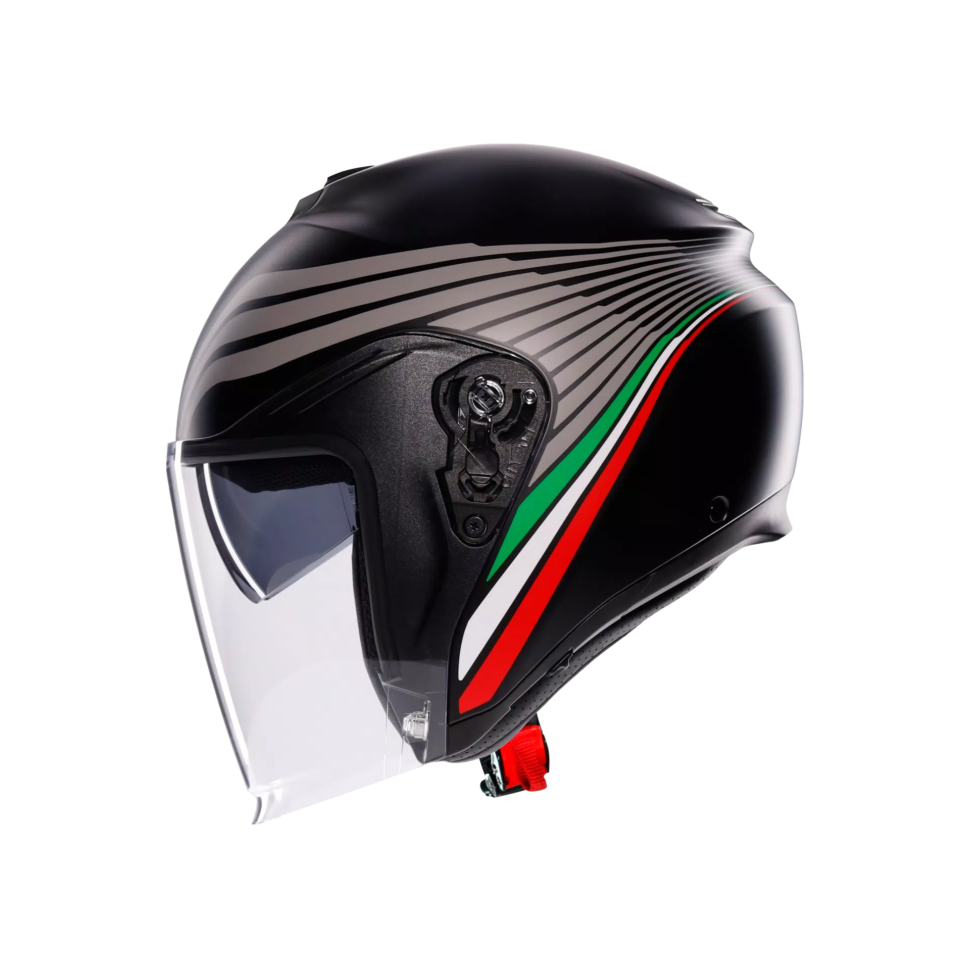 IRIDES BOLOGNA MATT BLACK/TRICOLORE - CASQUE MOTO JET E2206