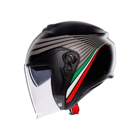 IRIDES BOLOGNA MATT BLACK/TRICOLORE - MOTORBIKE OPEN FACE HELMET E2206 -  - 4