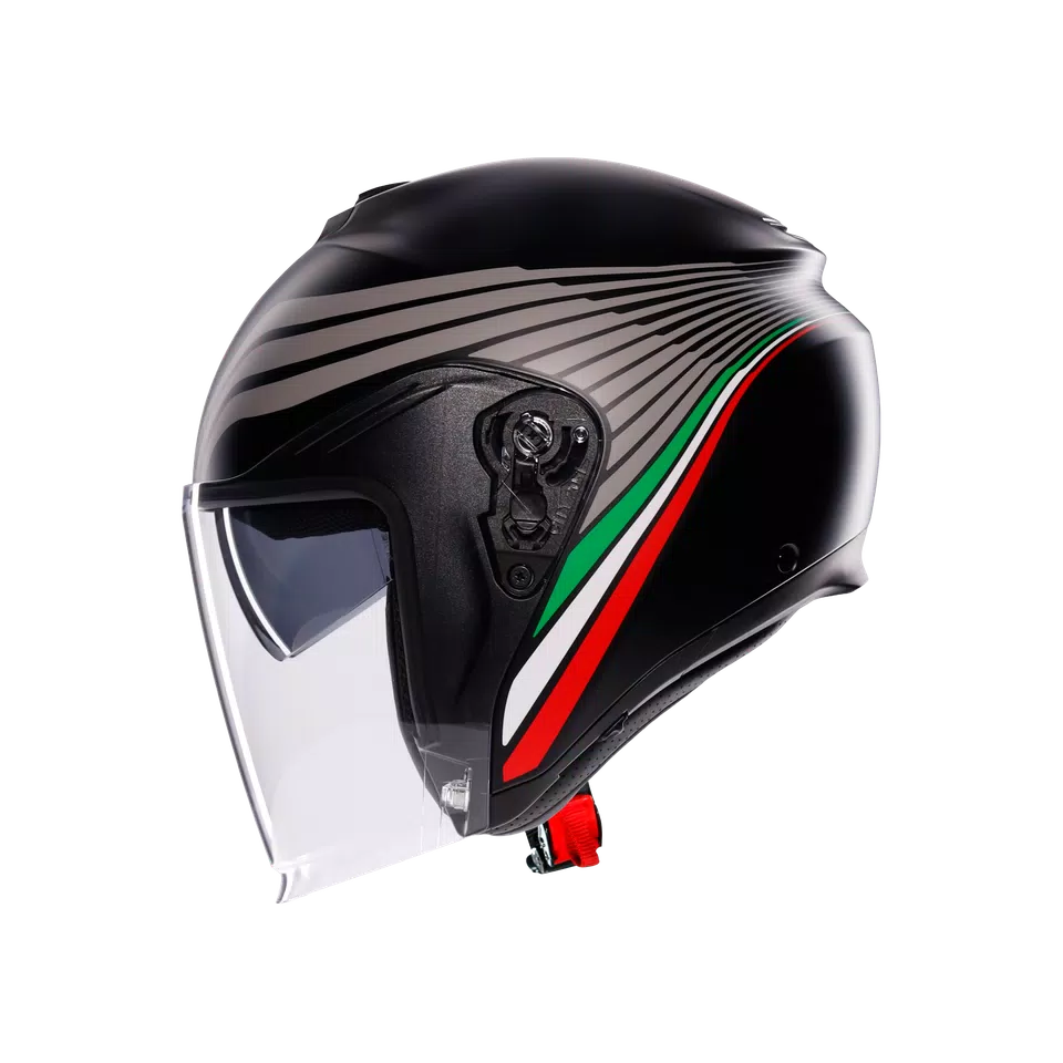 IRIDES BOLOGNA MATT BLACK/TRICOLORE - MOTORBIKE OPEN FACE HELMET E2206 -  - 4