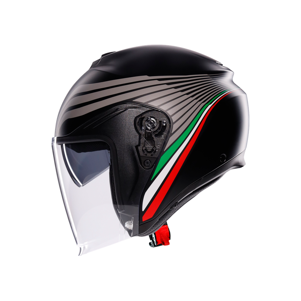 irides-bologna-matt-black-tricolore-motorbike-open-face-helmet-e2206 image number 3