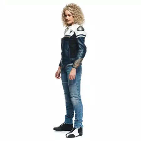 RAPIDA - DAMES MOTORFIETS LEREN JAS - BLACK-IRIS/WHITE/TIBETAN-PLATINUM - 4