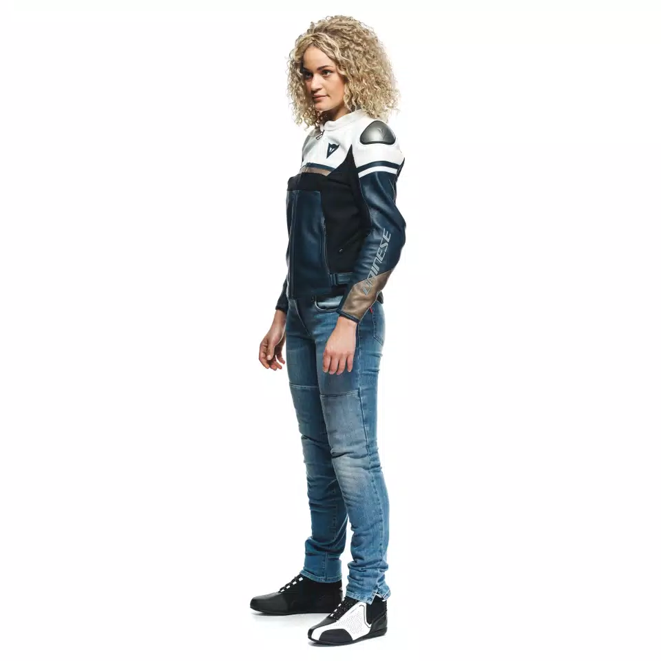 RAPIDA - WOMEN'S MOTORCYCLE LEATHER JACKET - BLACK-IRIS/WHITE/TIBETAN-PLATINUM - 4