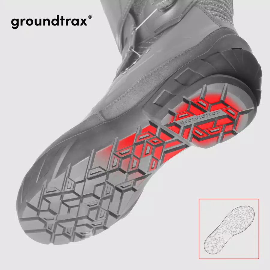 GROUNDTRAX® RUBBER OUTSOLE FOR TOURING AND LIGHT OFF ROAD, WITH GOOD TRACTION