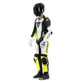 LAGUNA SECA 4 1PC PERF. LEATHER SUIT WHITE/BLACK/FLUO-YELLOW- One Piece Suits