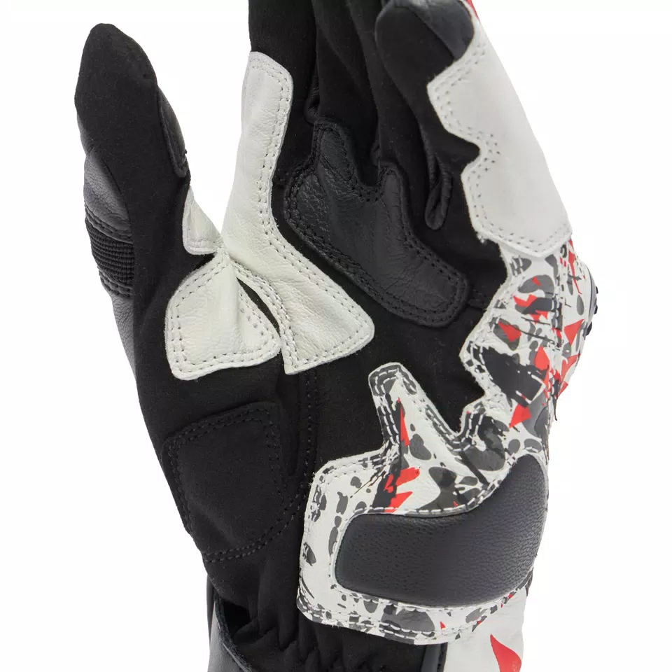 MIG 3 UNISEX LEATHER GLOVES - BLACK/RED SPRAY/WHITE - 8