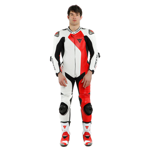 adria-1pc-leather-suit-perf-white-lava-red-black image number 2