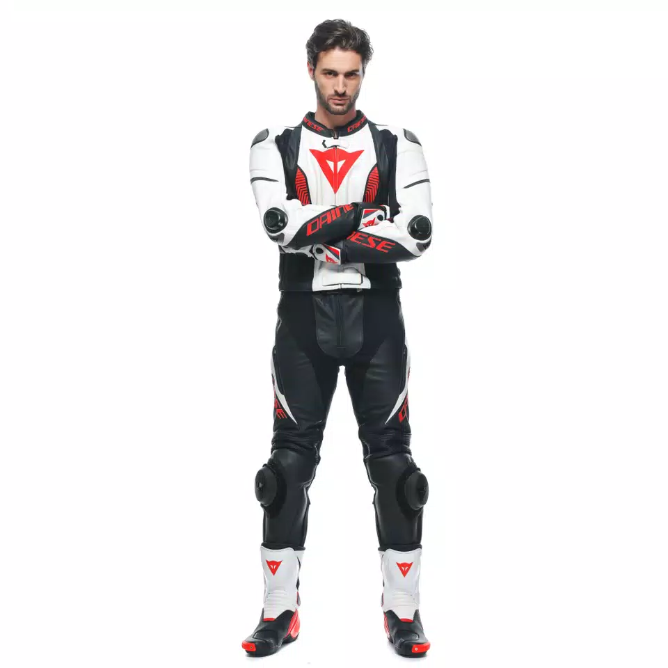 LAGUNA SECA 5 2PCS LEATHER SUIT - BLACK/WHITE/LAVA-RED - 9