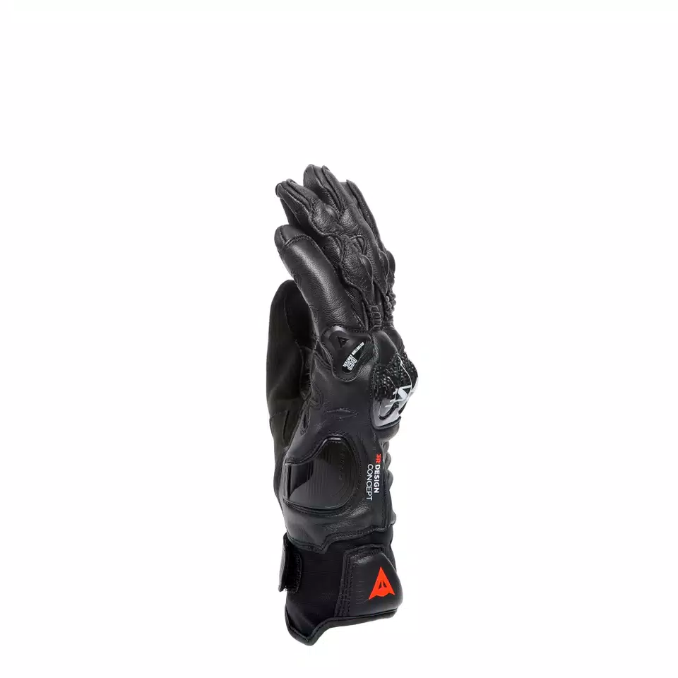 CARBON 4 - MEN'S MOTORCYCLE SHORT LEATHER GLOVES - BLACK/BLACK - 4