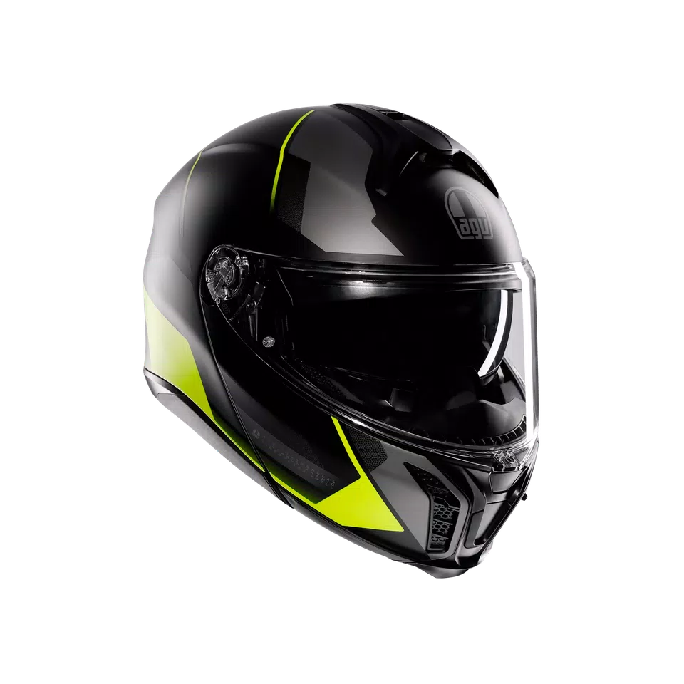 TOURMODULAR PERCEPTION MATT BLACK/YELLOW FLUO - MOTORBIKE FLIP UP HELMET E2206 -  - 1