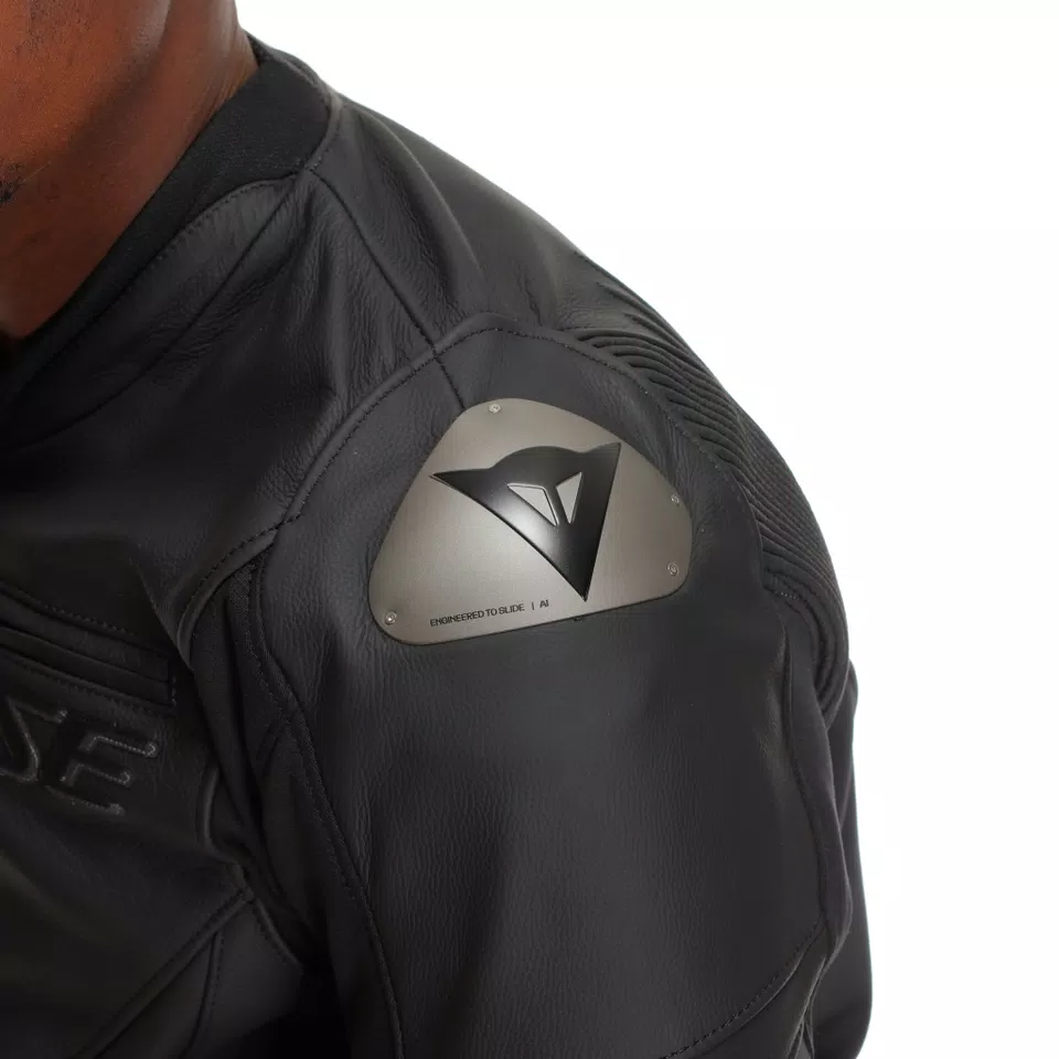 RACING 5 - MEN LEATHER MOTORCYCLE JACKET - BLACK/BLACK/BLACK - 7