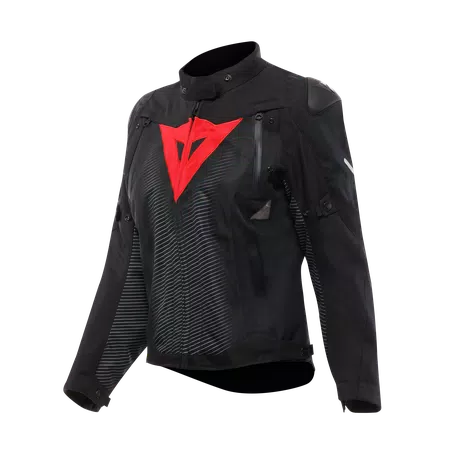 SUPER SPRINT D-DRY - WOMEN'S WATERPROOF MOTORCYCLE JACKET - BLACK/BLACK/RED-LAVA - 1