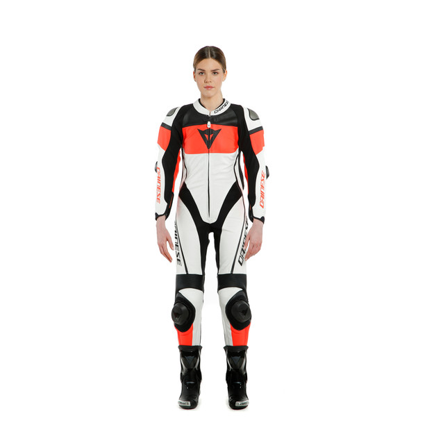 imatra-lady-leather-1pc-suit-perf-white-fluo-red-black image number 2